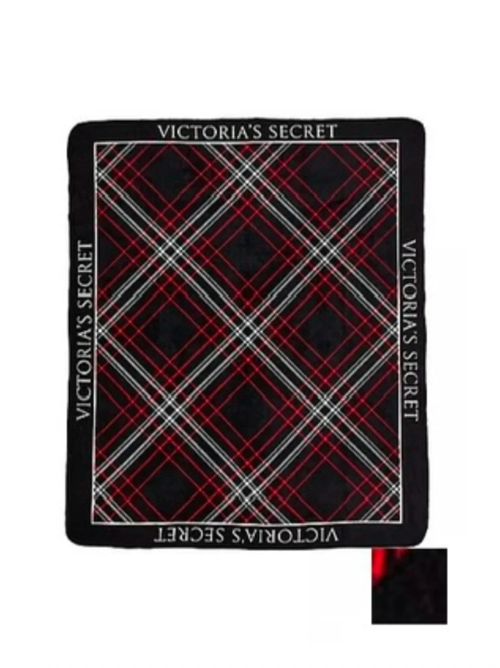 Victoria's Secret Navy Plaid Throw Blanket - Red & White